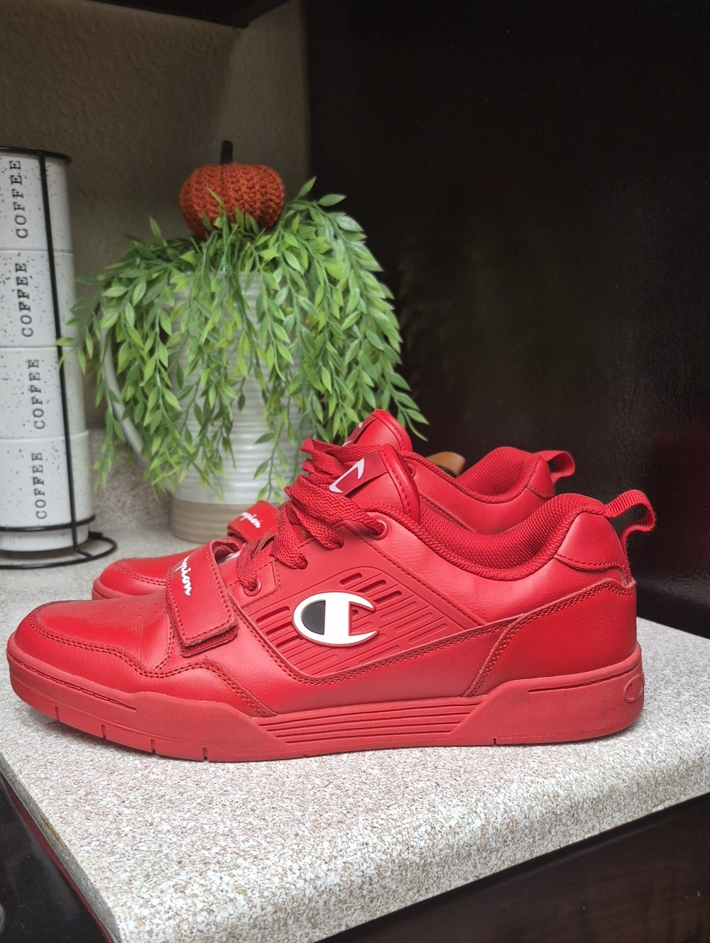 Champion Red Men's Low-Top Sneakers with White Logo